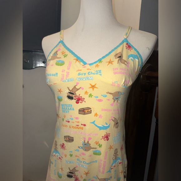 MUDD - Vintage 90’s Yellow and blue mini slip dress with tropical beach design - Picture 4 of 7